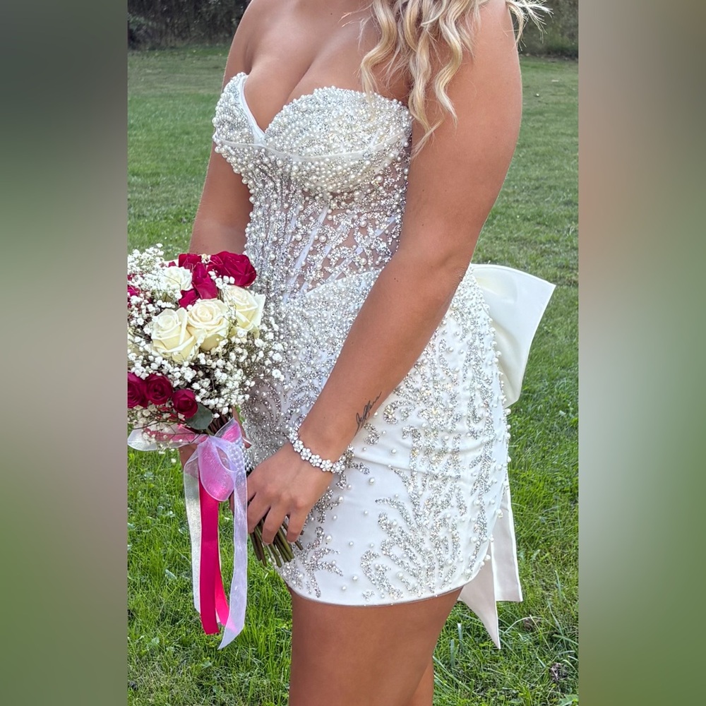 Jovani White Beaded Gown